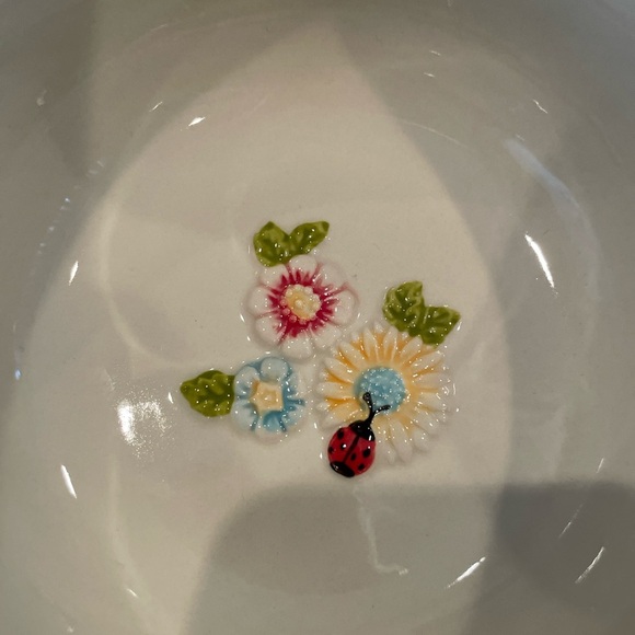 NWOT Set of 2 Temp-tations Red White Floral Gingham ladybug scalloped bowls 24oz - Picture 5 of 9